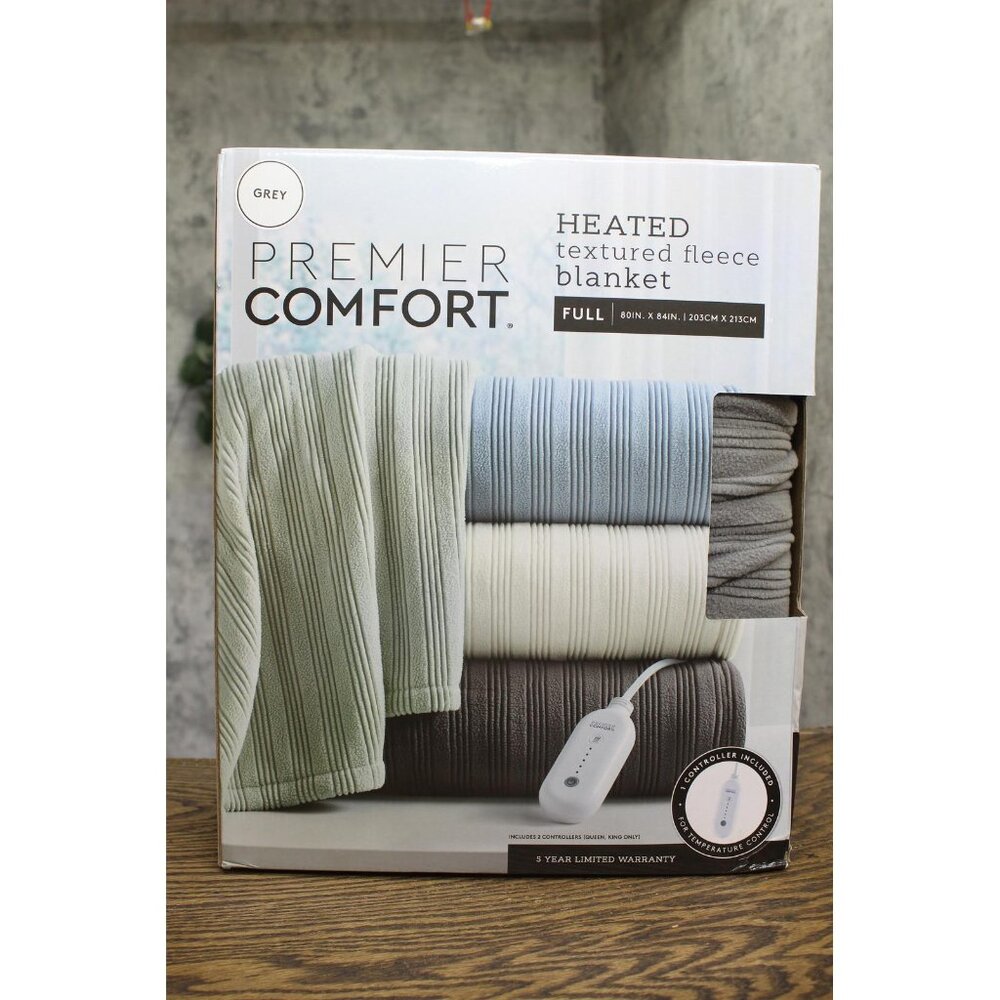 NWT Premier Comfort Heated Textured Fleece Blanket MCC51-6140 Charcoal Gray Full - Picture 4 of 7